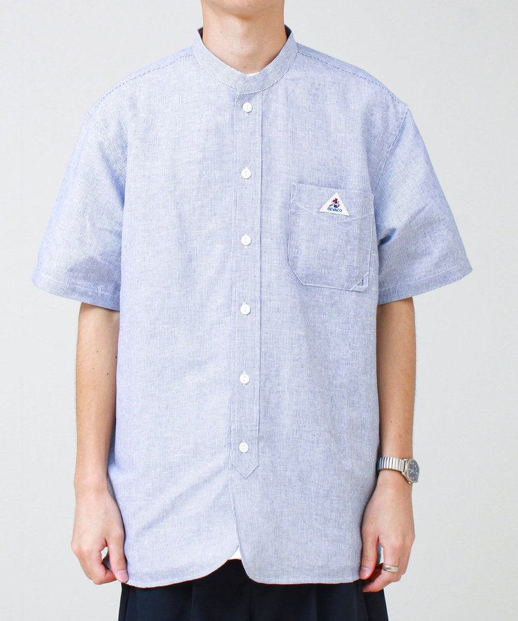 ［WEB限定 SPECIAL SALE！］【GEVACO/ゲバコ】綿麻バンドカラー 半袖シャツ