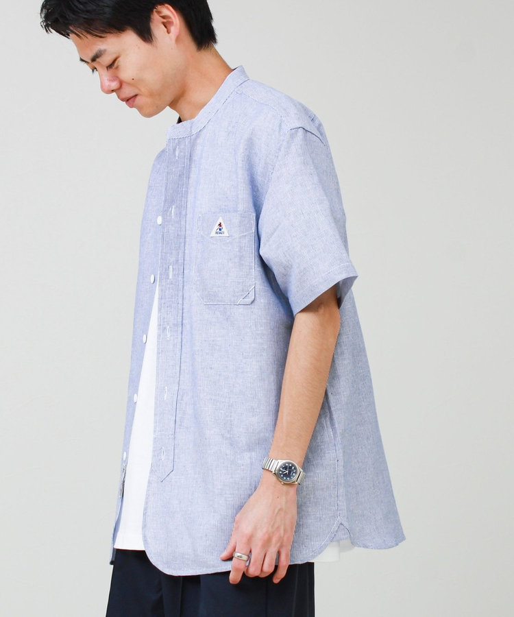 ［WEB限定 SPECIAL SALE！］【GEVACO/ゲバコ】綿麻バンドカラー 半袖シャツ