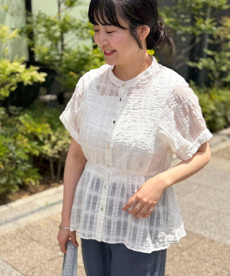 ラメシアーチェックブラウス