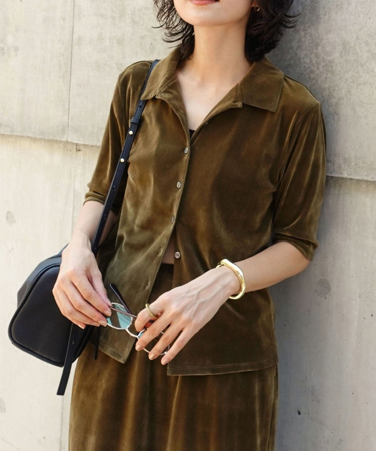 マクウェル（MAQWEL）/【MAQWEL/マクウェル】ウォッシャブルベロア半袖シャツ trim_ofnls_itembe0cf80a8a3d11f