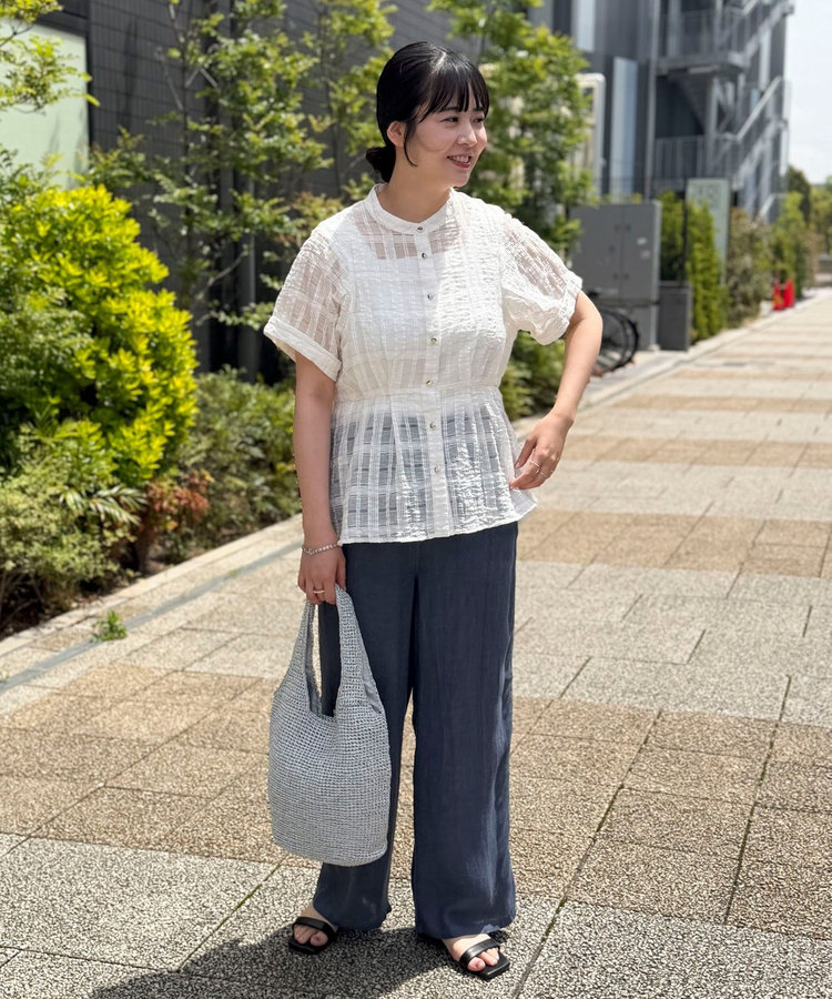 ラメシアーチェックブラウス