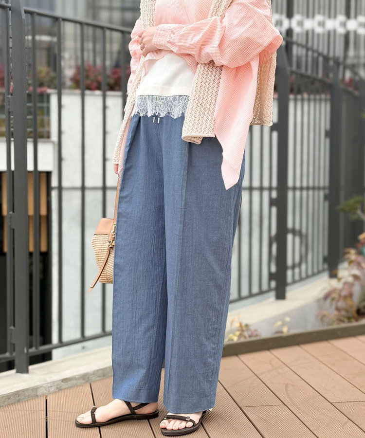 《セットアップ対応》シアーデニムワイドパンツ