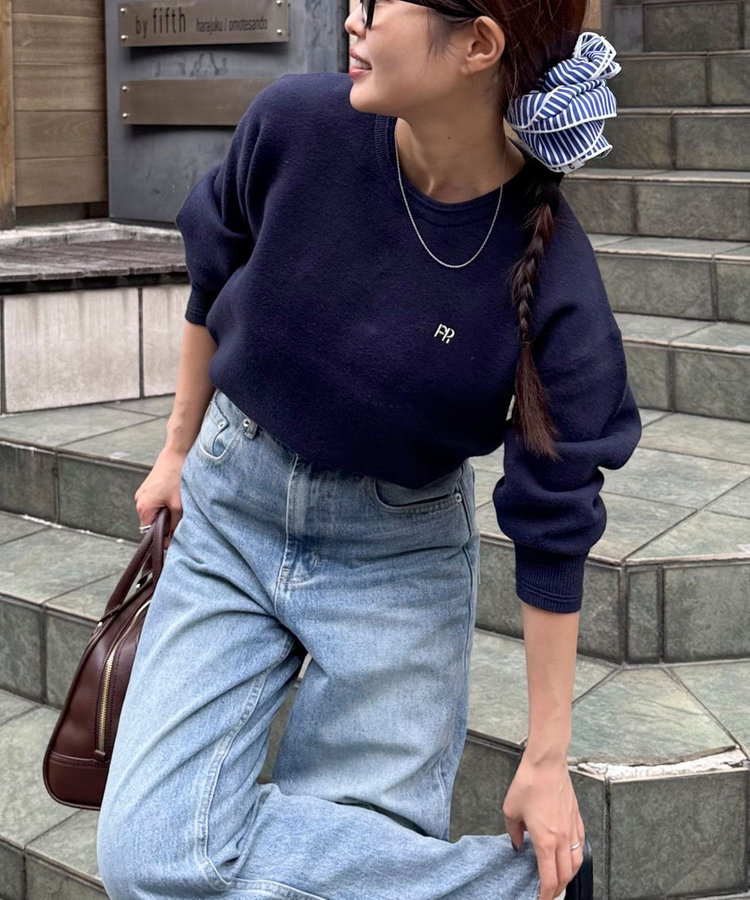 FR刺繍スウェットニットプルオーバー