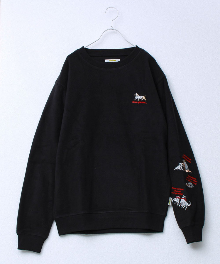 【FREDYMAC/フレディマック】ユニセックス アニマルお化け刺繍フリースクルーネック