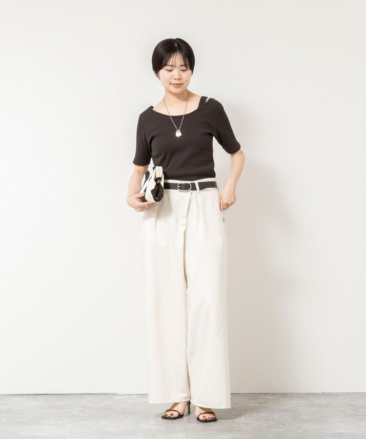 ウォッシャブルアシンメトリー2WAYリブTシャツ