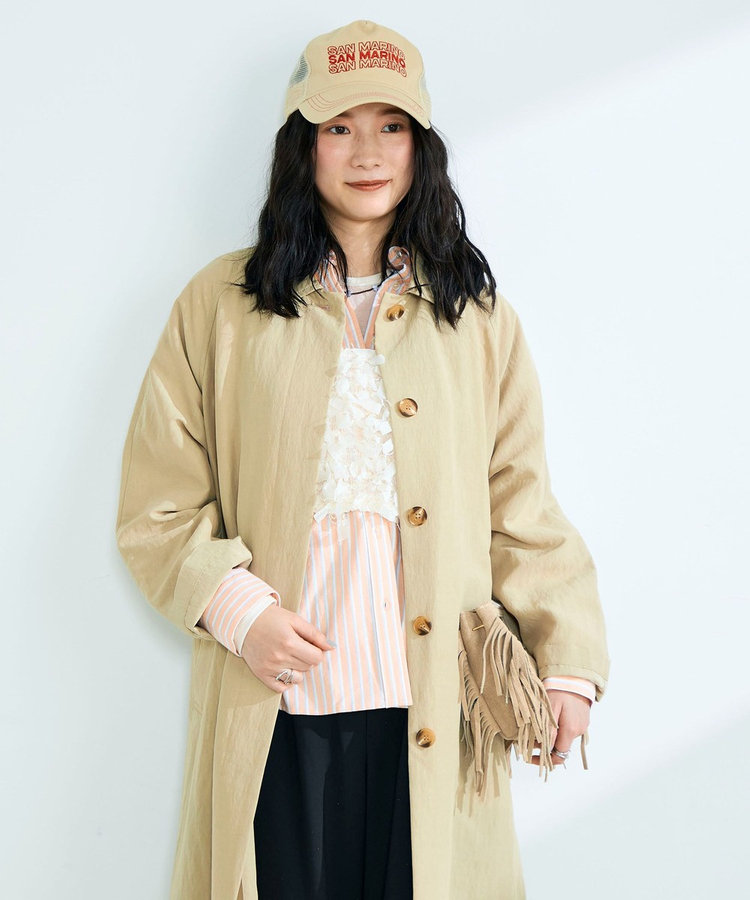 【WEB限定 GW SPECIAL PRICE】【2サイズ展開/春アウター】リネン混タンブラーステンカラーコート