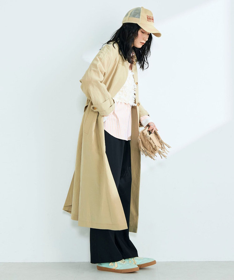 【WEB限定 GW SPECIAL PRICE】【2サイズ展開/春アウター】リネン混タンブラーステンカラーコート