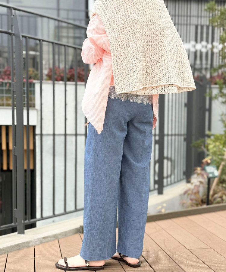 《セットアップ対応》シアーデニムワイドパンツ