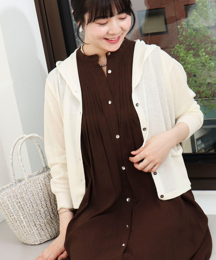 強撚フードラメカーディガン