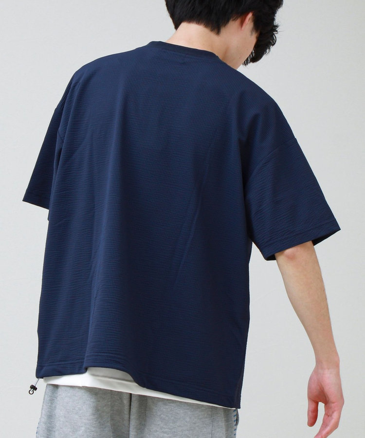 カットサッカー ハーフジップTシャツ