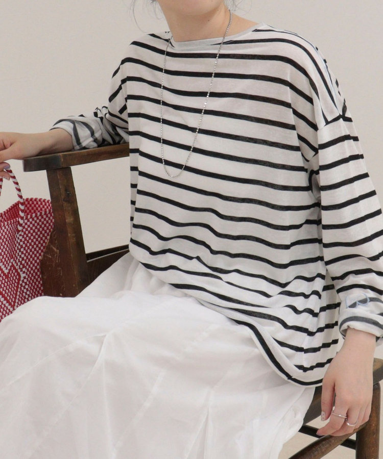ハートステッチシアーボーダーロンTシャツ