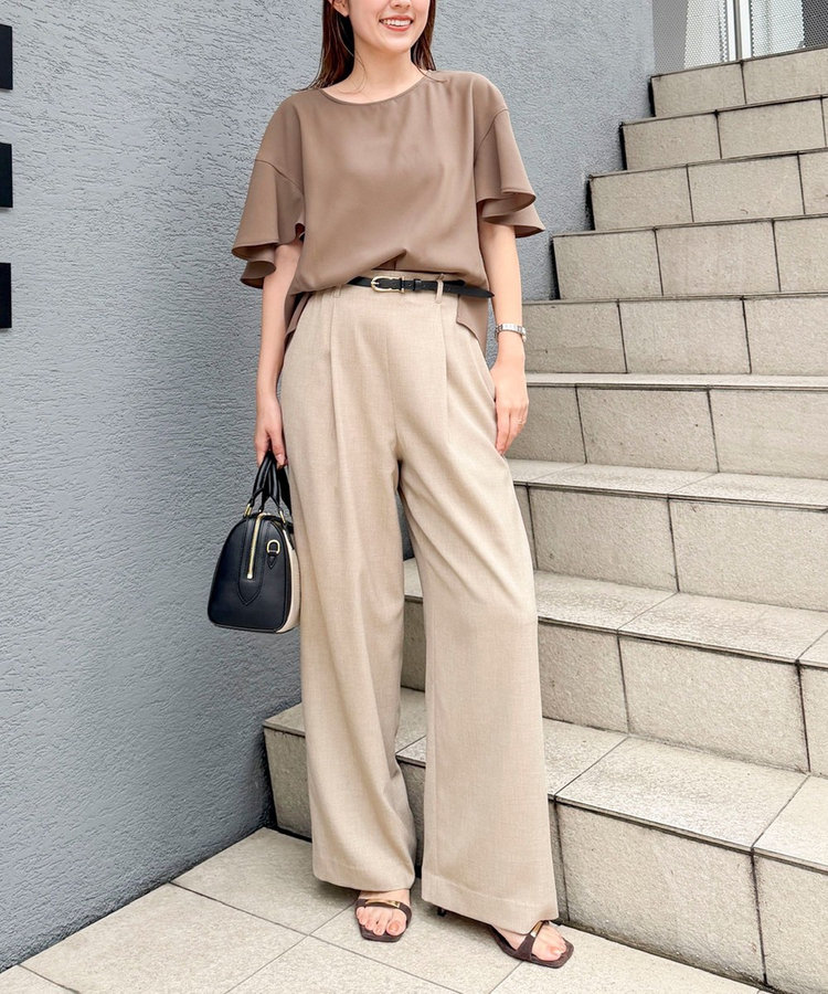 【WEB限定】ウォッシャブルストレッチジョーゼットラッフル袖ブラウス
