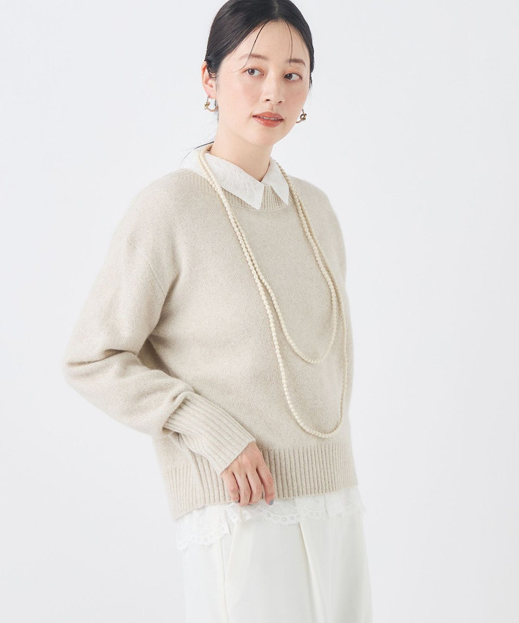 《手洗い可能》へアリーラメボートネックプルオーバー