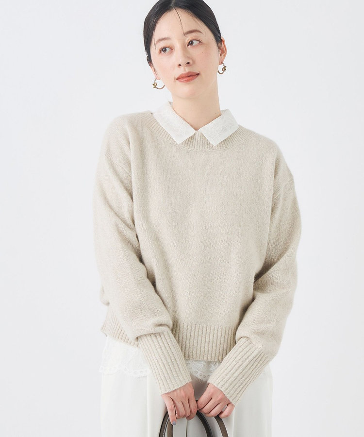 《手洗い可能》へアリーラメボートネックプルオーバー