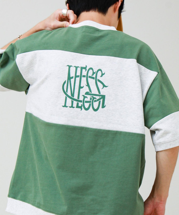 【バックプリントが映える】切り替え GOODNESS オーバーストライプ Tシャツ