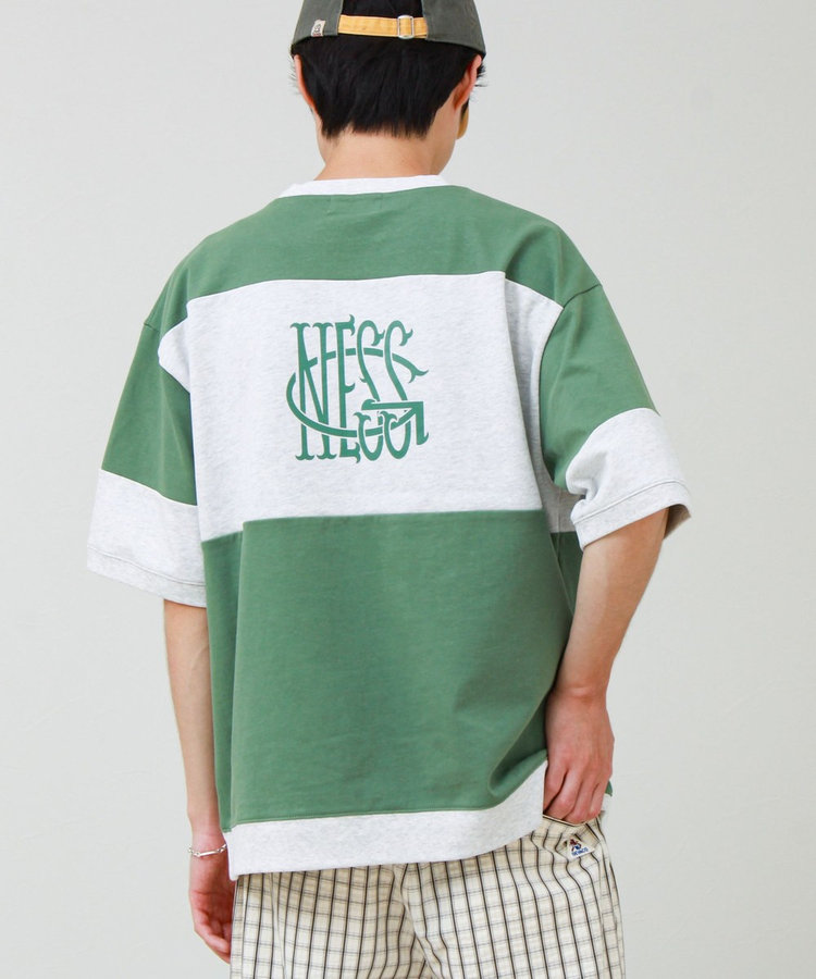 【バックプリントが映える】切り替え GOODNESS オーバーストライプ Tシャツ
