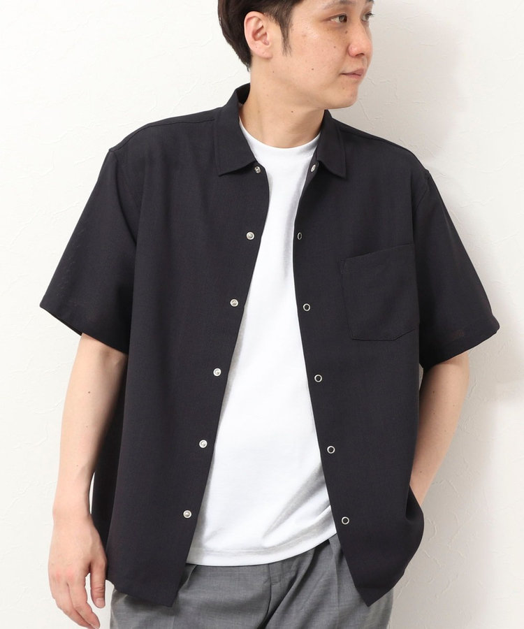 WEB限定 TIME SALE！］COOLMAX麻調メッシュリングスナップボタンシャツ