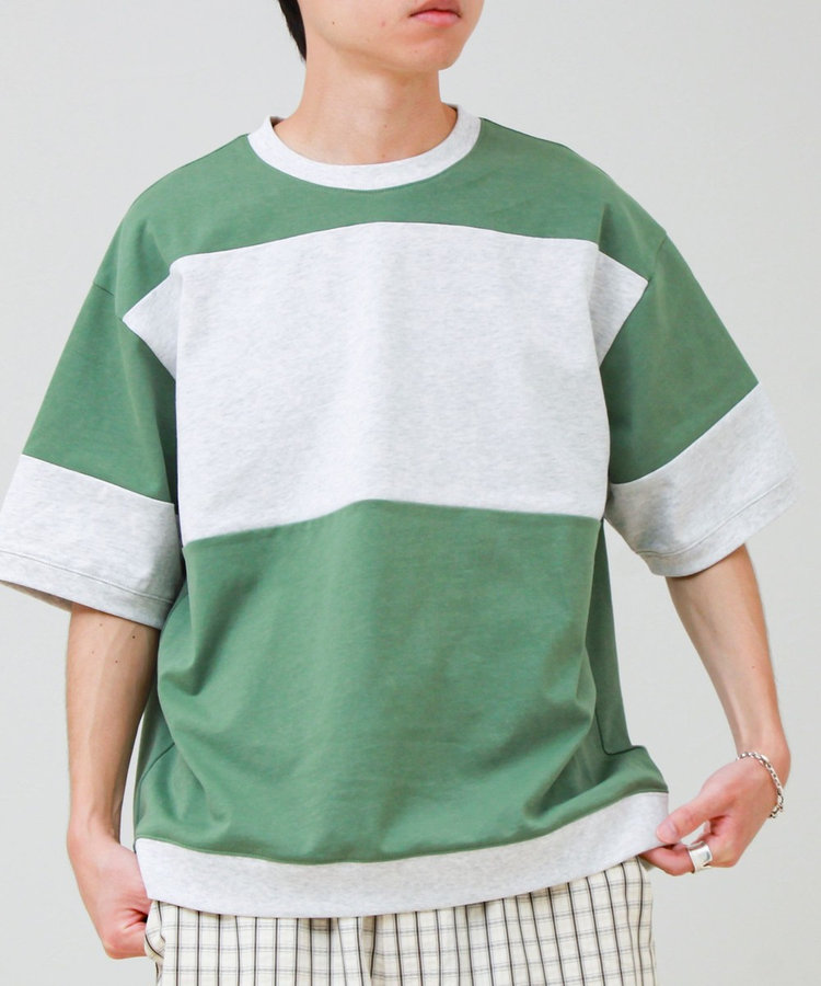 【バックプリントが映える】切り替え GOODNESS オーバーストライプ Tシャツ