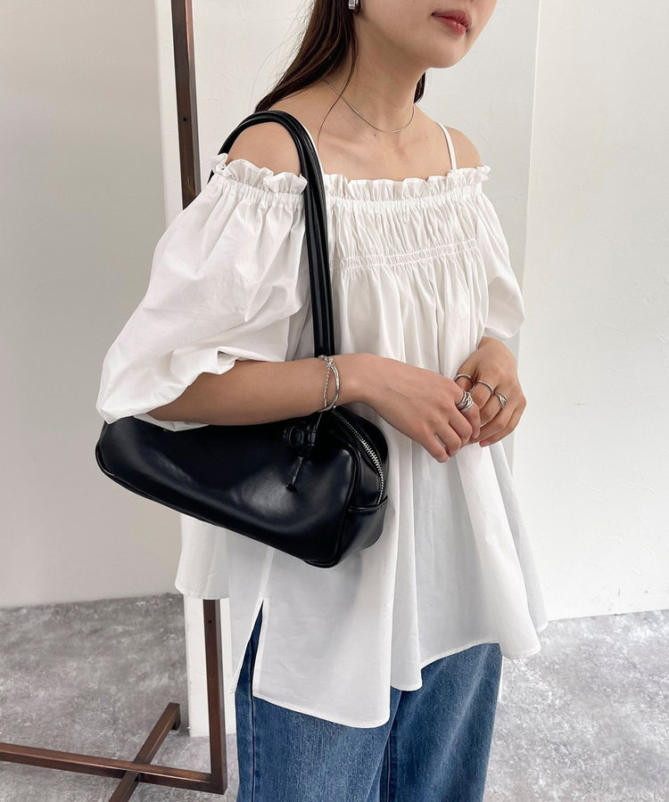 美品 sheller シェリエ 2way オフショルフリルブラウス ブラック