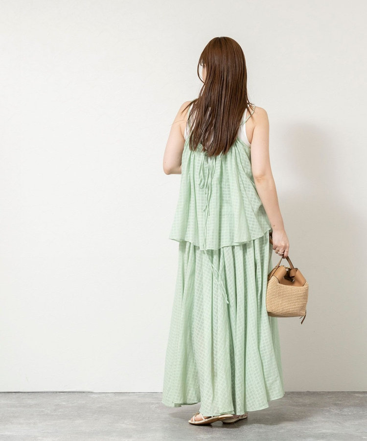 ［WEB限定 TIME SALE！］【WALANCE/ワランス】natural dye sheer cotton check flare スカート