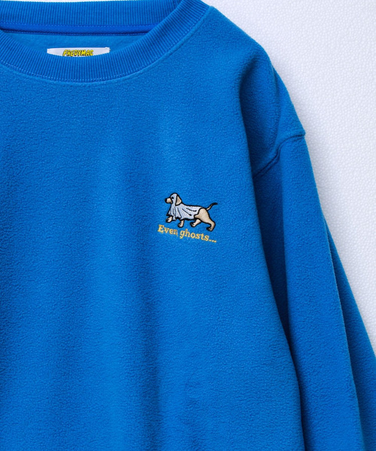 【FREDYMAC/フレディマック】ユニセックス アニマルお化け刺繍フリースクルーネック