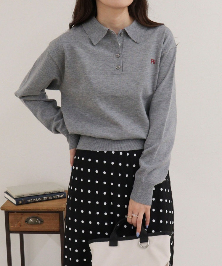 FR刺繍ハイゲージポロニットプルオーバー