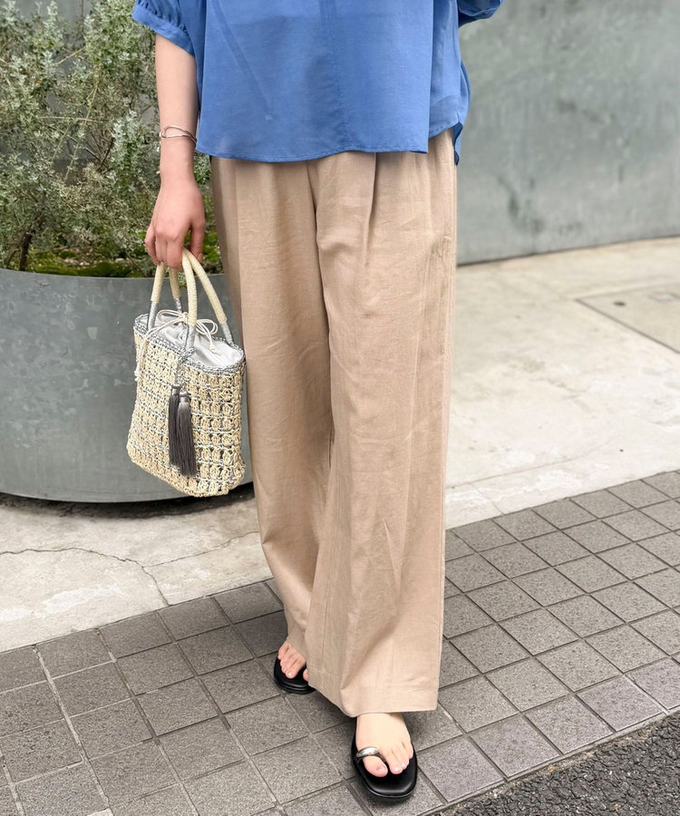 リネン混パンツ
