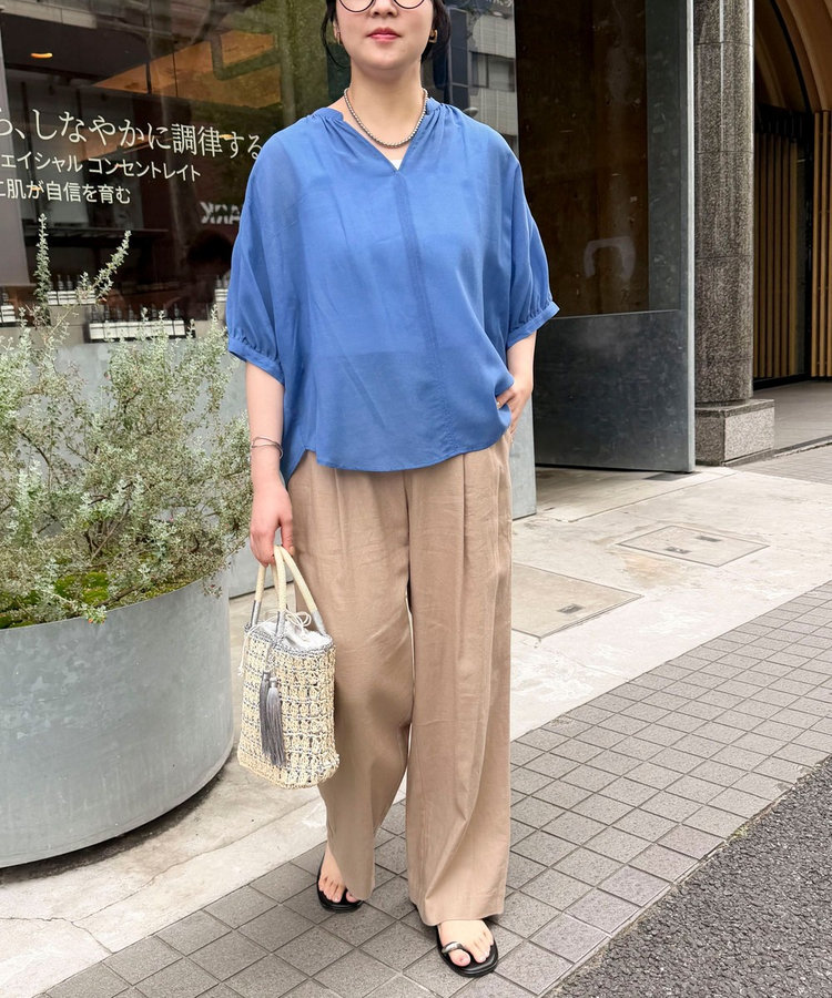 リネン混パンツ