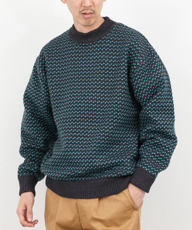 トップス 1970s LL BEAN BIRDS EYE SWEATER Vintage LL Bean Norwegian BirdsEye Crew Neck Wool Blend Sweater