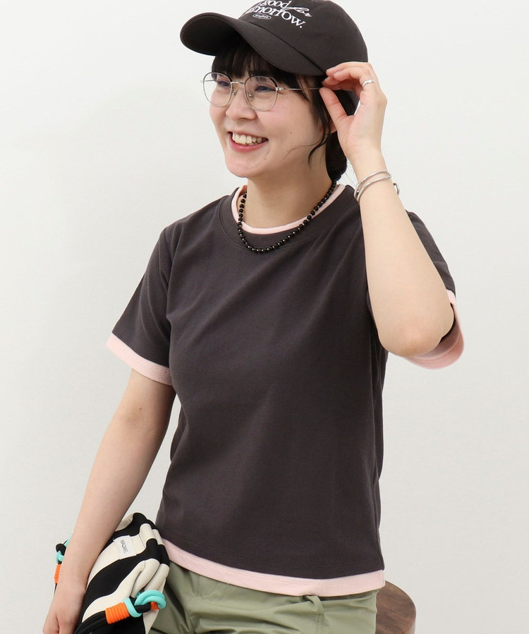 ドライタッチ天竺レイヤード風配色Tee