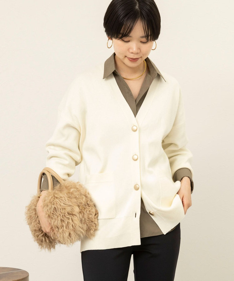【WEB限定】《手洗い可能》総針ビックVネックカーディガン