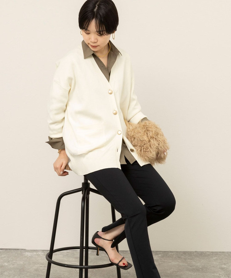【WEB限定】《手洗い可能》総針ビックVネックカーディガン