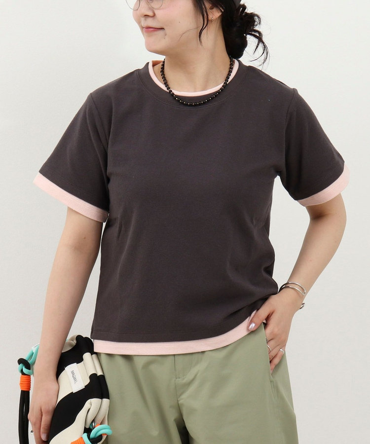 ドライタッチ天竺レイヤード風配色Tee