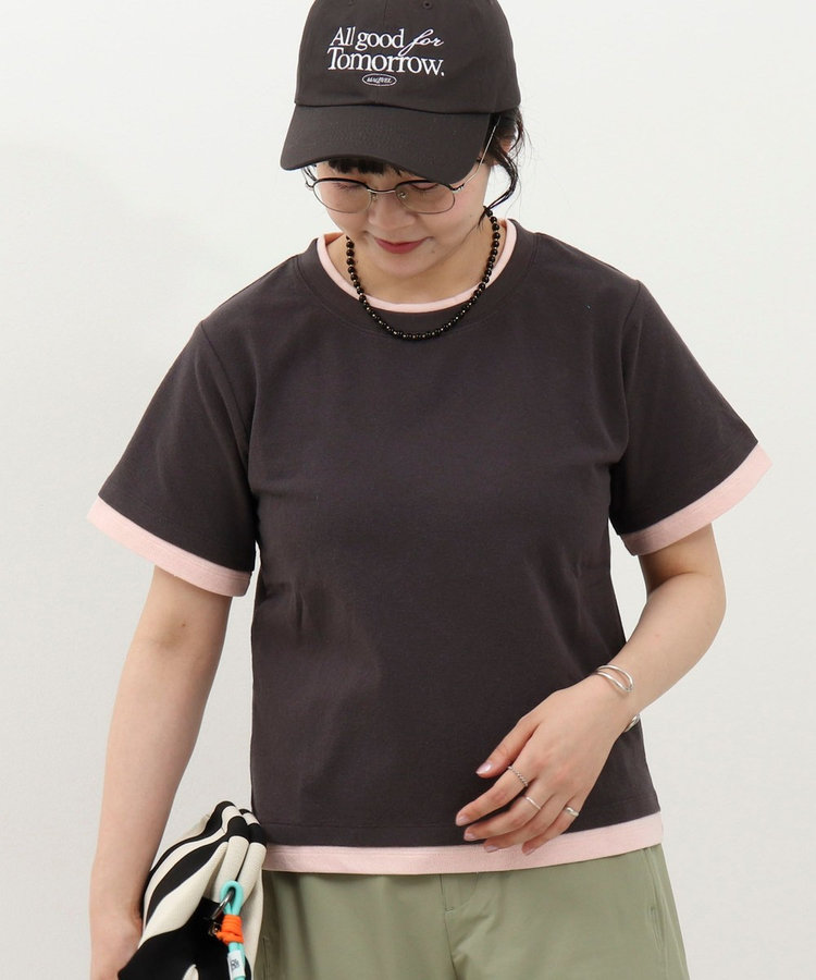ドライタッチ天竺レイヤード風配色Tee