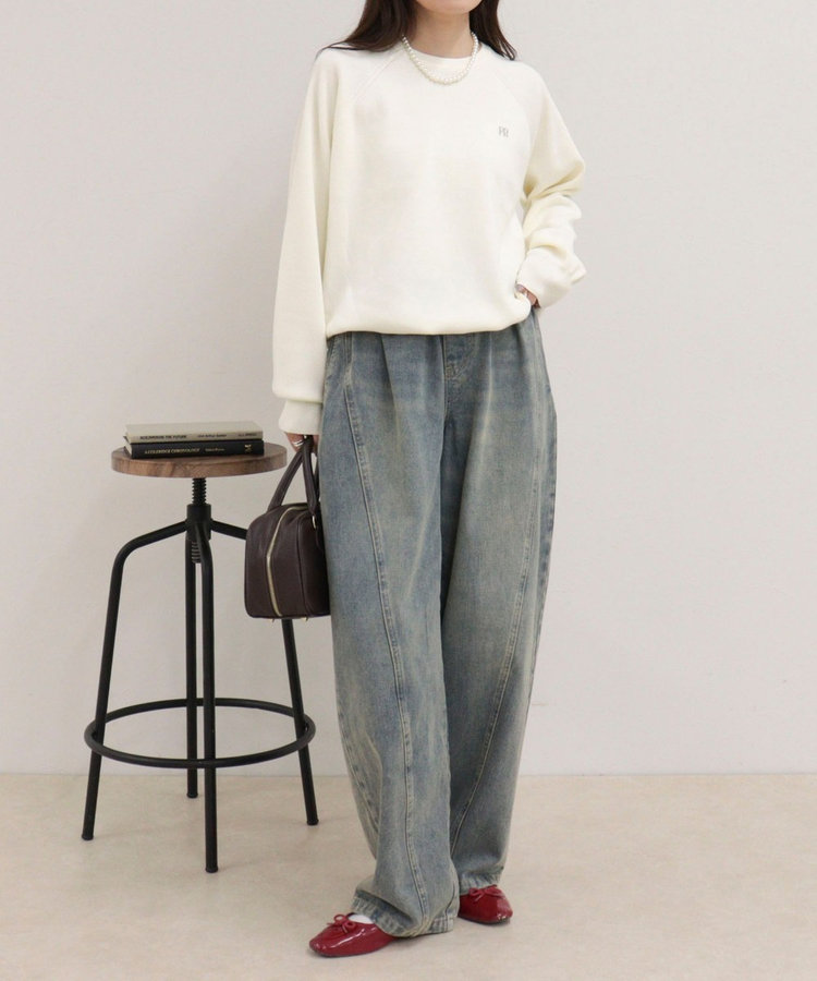 FR刺しゅうドロストスウェットニット