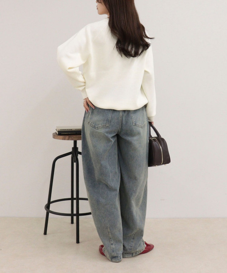 FR刺しゅうドロストスウェットニット