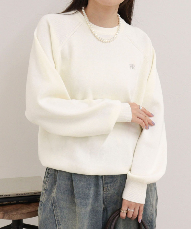 FR刺しゅうドロストスウェットニット