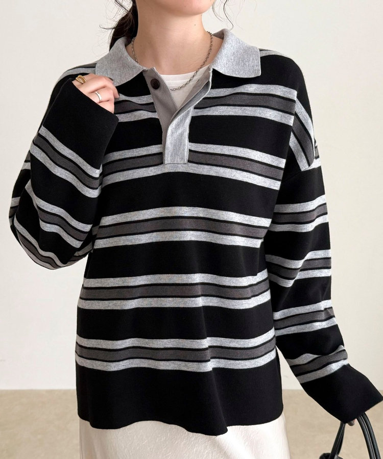 ラガーボーダーニットプルオーバー（5-0021-6-22-201）｜fredy emue