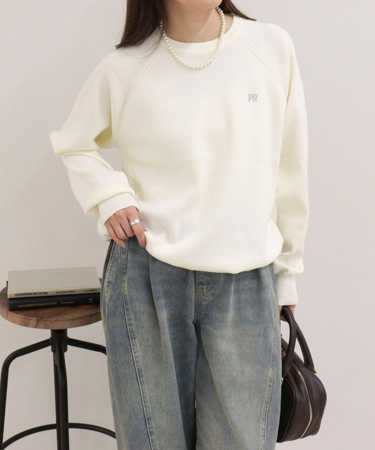 FR刺しゅうドロストスウェットニット