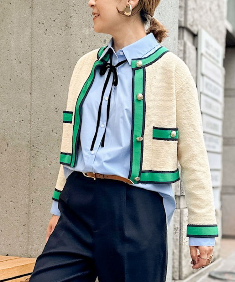 Nolley's 配色ニットジャケット ノーリーズ NOLLEY'S 配色ニットジャケット （ブラック