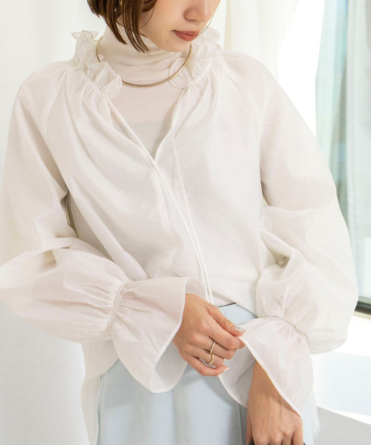 ウォッシャブルオーガンジーフリルブラウス（5-0030-7-01-002