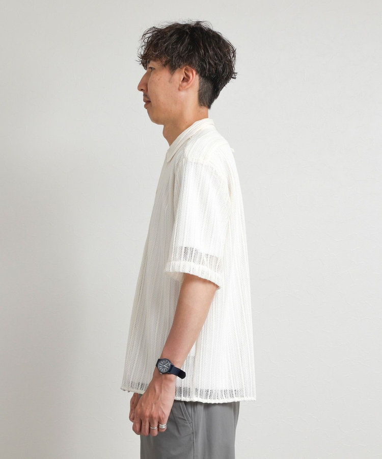 レースワンナップカラー 半袖ニットシャツ 26SS