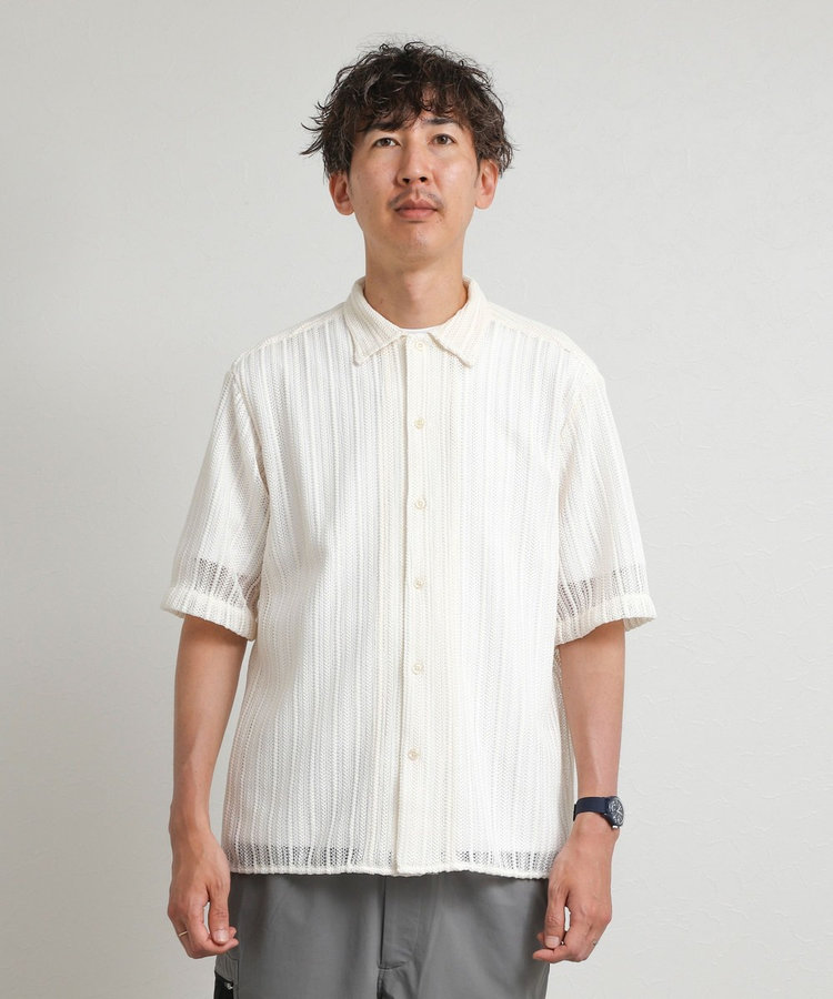 レースワンナップカラー 半袖ニットシャツ 26SS