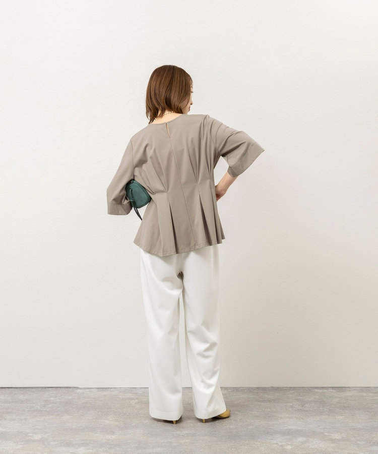 《接触冷感/UVカット》ウォッシャブルハイスペックジャージペプラムプルオーバー