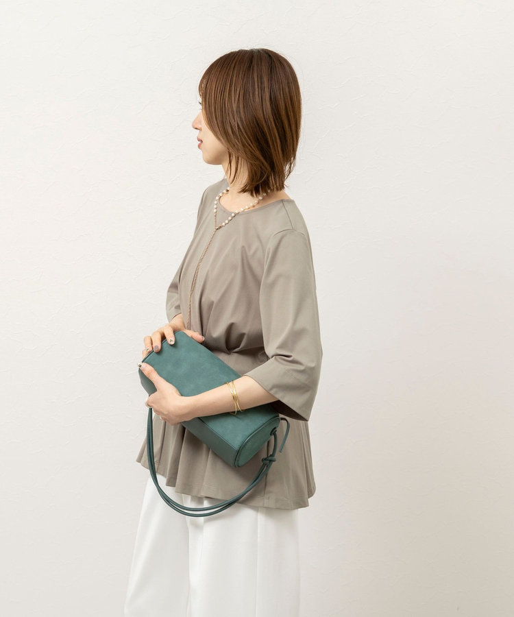 《接触冷感/UVカット》ウォッシャブルハイスペックジャージペプラムプルオーバー