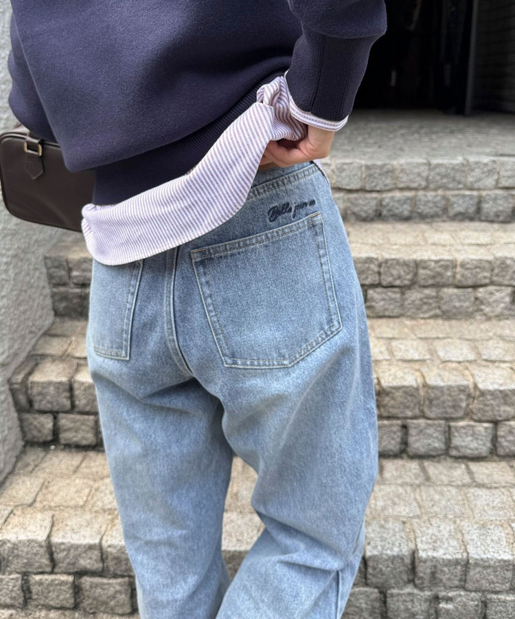 【@sora_522m企画】ロゴ刺繍入りストレートデニムパンツ