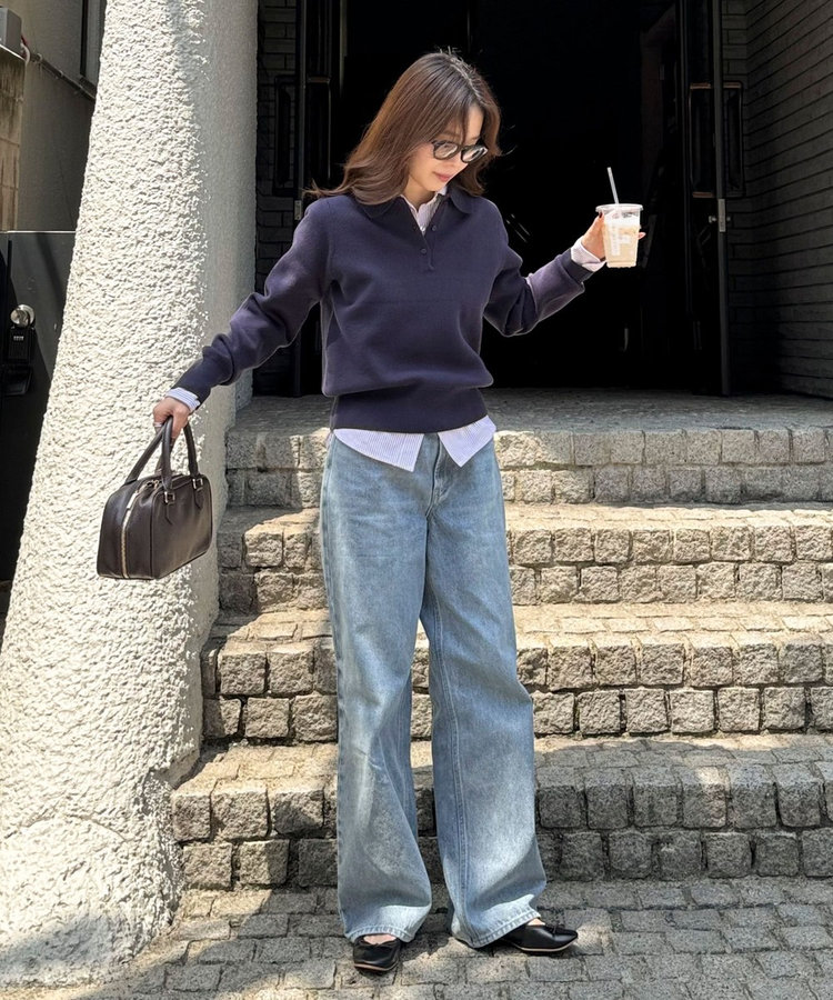 【@sora_522m企画】ロゴ刺繍入りストレートデニムパンツ