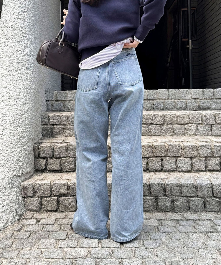 【@sora_522m企画】ロゴ刺繍入りストレートデニムパンツ