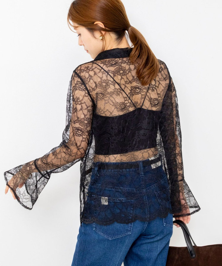 【WEB＆一部店舗限定カラーアイテム】ウォッシャブルレースシャツブラウス