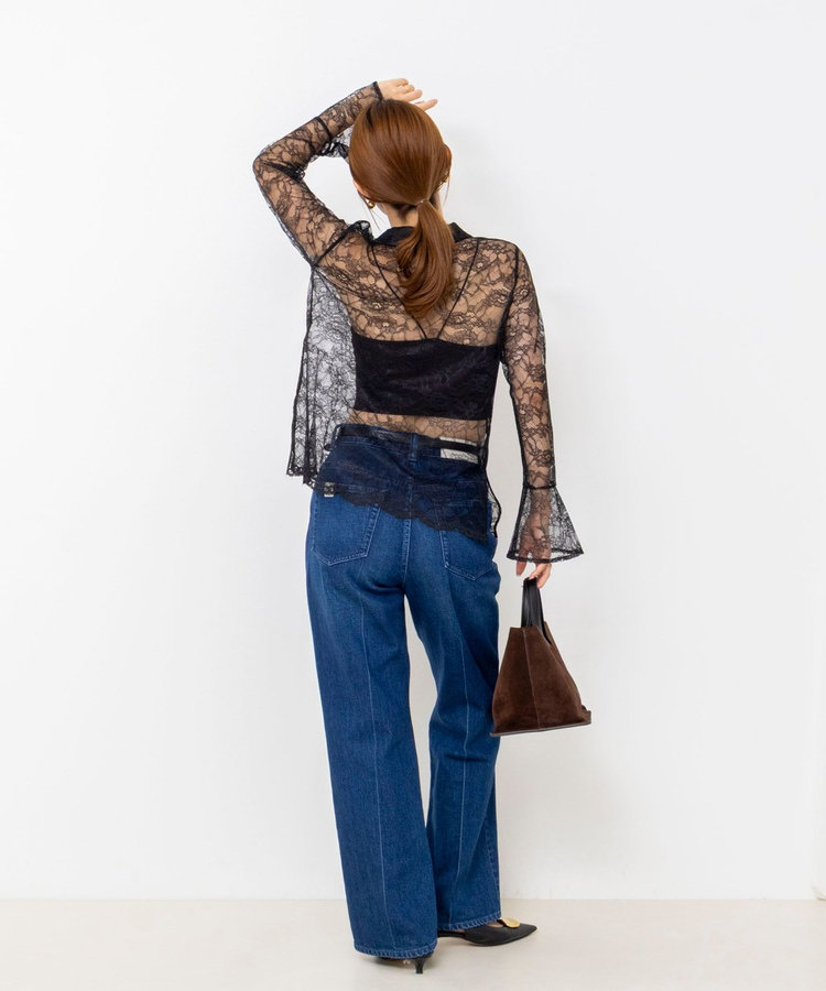 【WEB＆一部店舗限定カラーアイテム】ウォッシャブルレースシャツブラウス